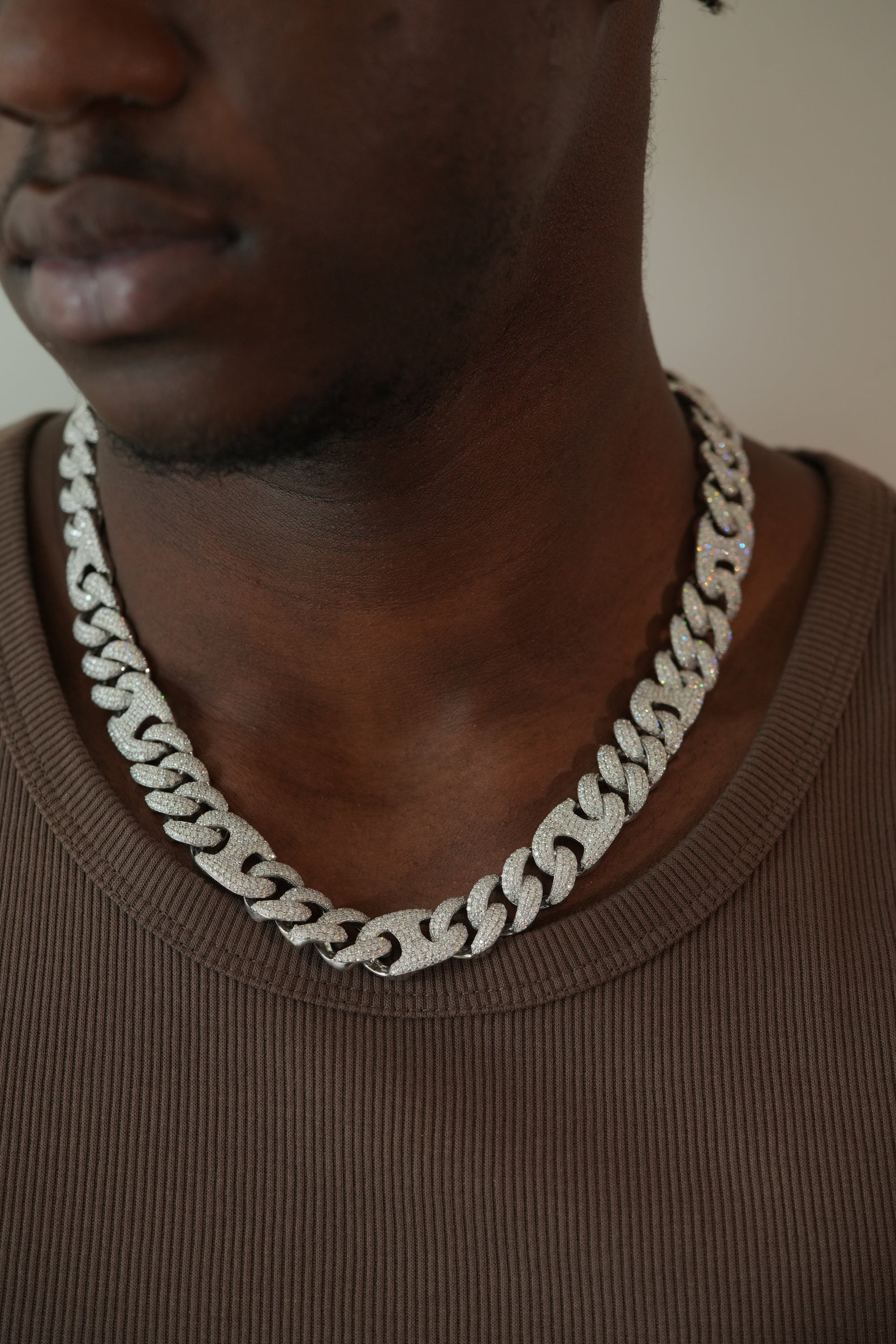 Clazoire 15mm Pig Nose Cuban chain, lab-grown diamonds in bold Cuban link design – Clazoire luxury jewellery