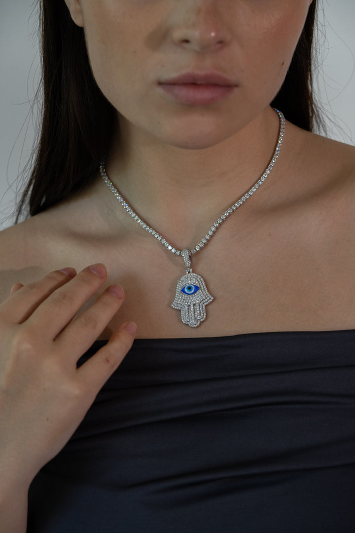 HAMSA EVIL EYE PENDANT LAB - GROWN DIAMOND – DIVINE SHIELD IN 14K SOLID GOLD
