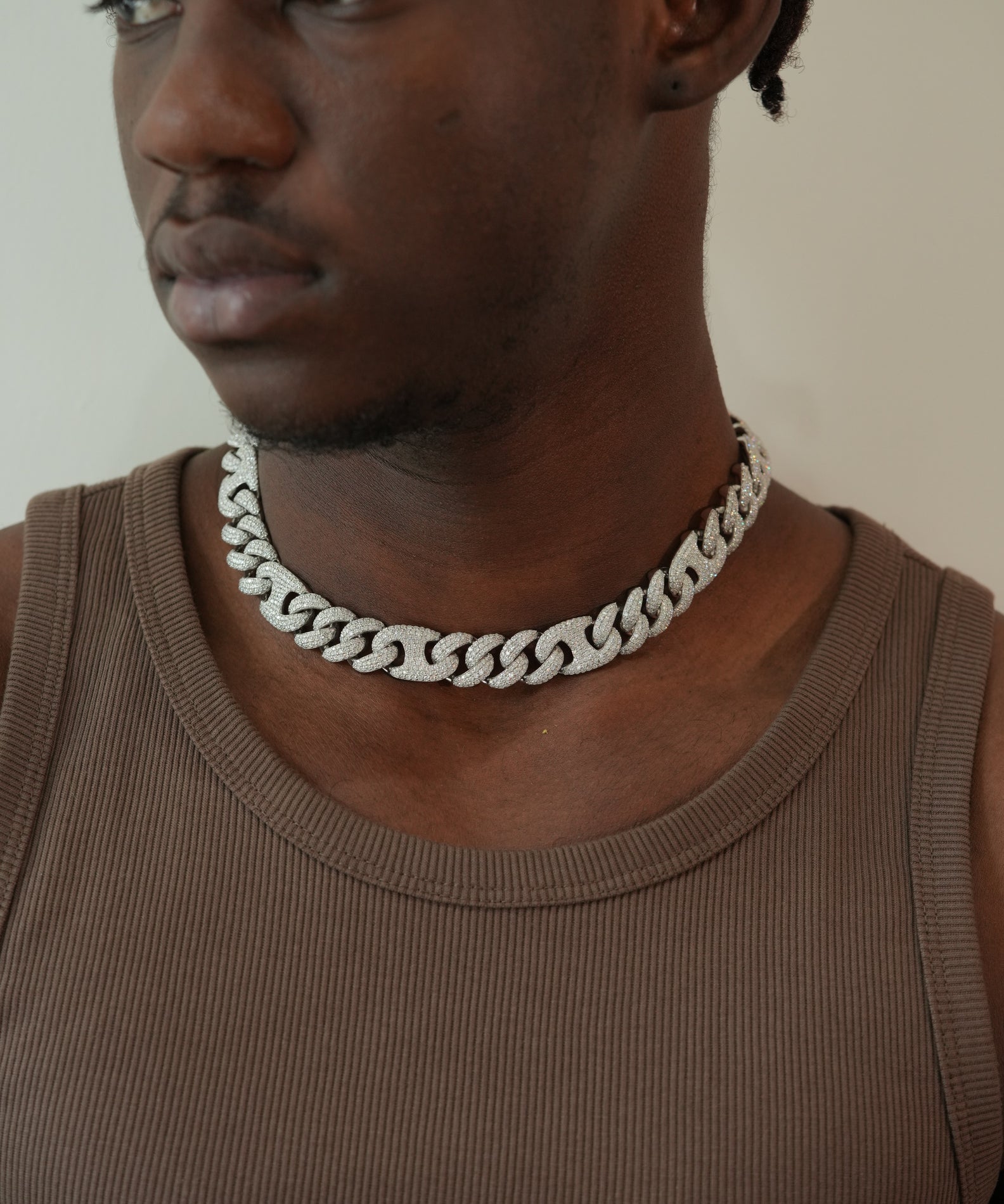 Clazoire 15mm Pig Nose Cuban chain, lab-grown diamonds in bold Cuban link design – Clazoire luxury jewellery