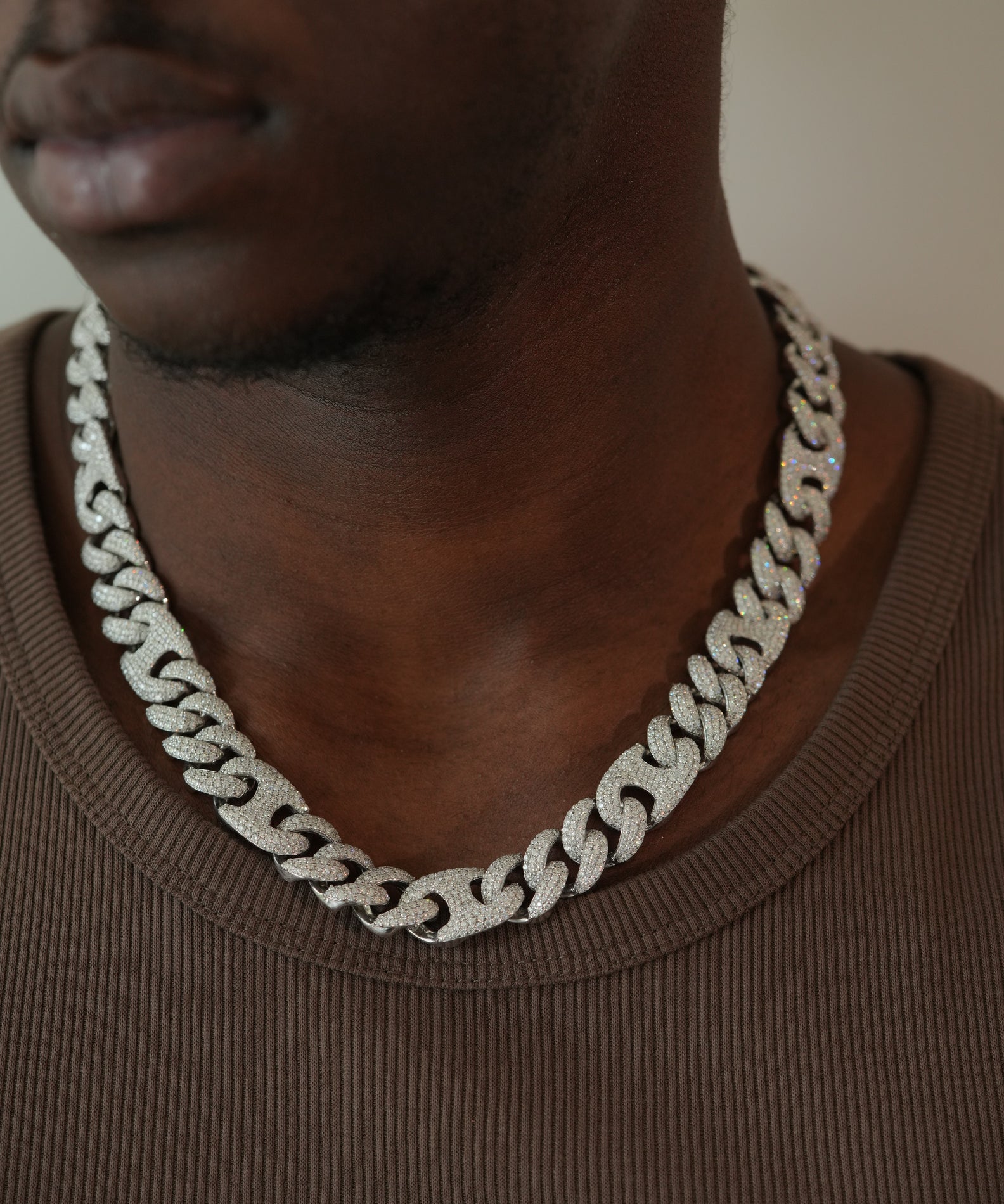 Clazoire 15mm Pig Nose Cuban chain, lab-grown diamonds in bold Cuban link design – Clazoire luxury jewellery