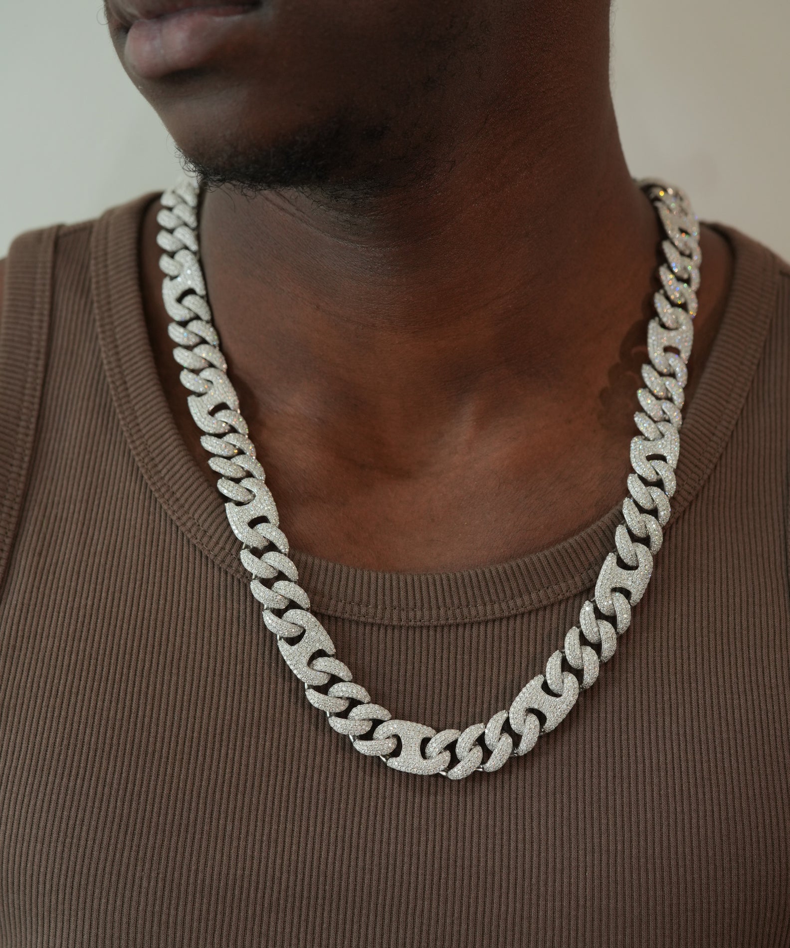 Clazoire 15mm Pig Nose Cuban chain, lab-grown diamonds in bold Cuban link design – Clazoire luxury jewellery