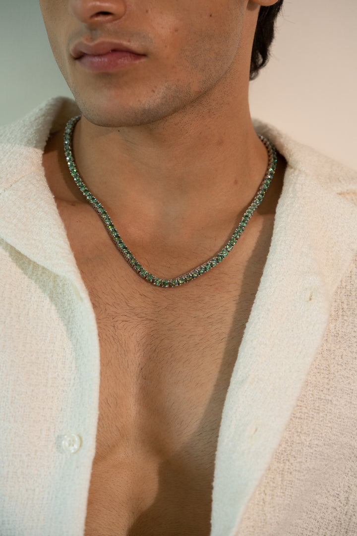GREEN VVS MOISSANITE TENNIS CHAIN – EMERALD FIRE COLLECTION