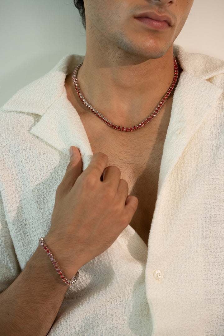 RED VVS MOISSANITE TENNIS CHAIN – FIRE STONE COLLECTION
